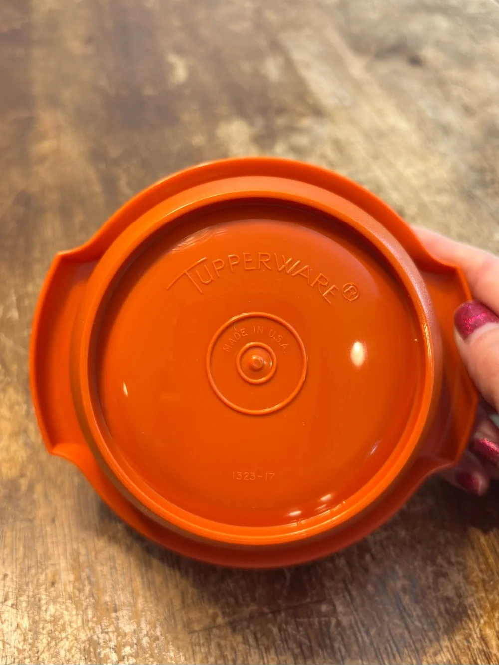 Vintage Tupperware 1323-17 Orange Soup Bowl w/ Burp Seal Lid Made in USA